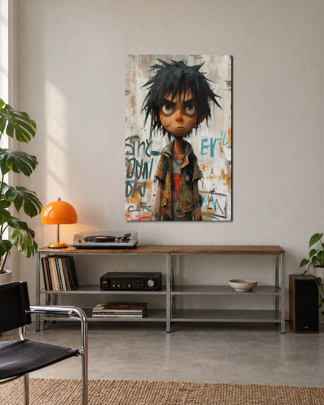 Kid With a Grudge glass wall art, lifestyle view