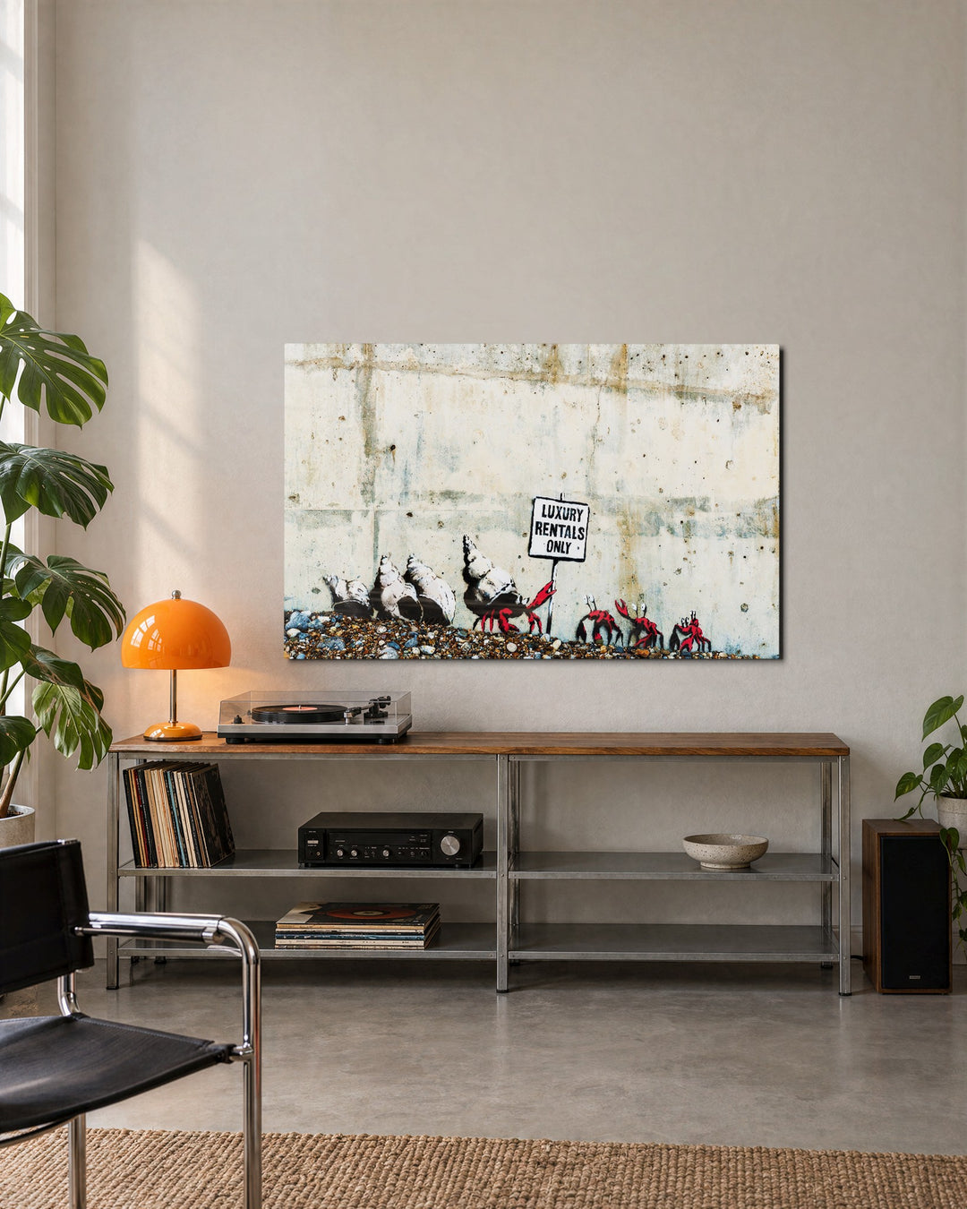 Shell Rentals by the Shore glass wall art, lifestyle view
