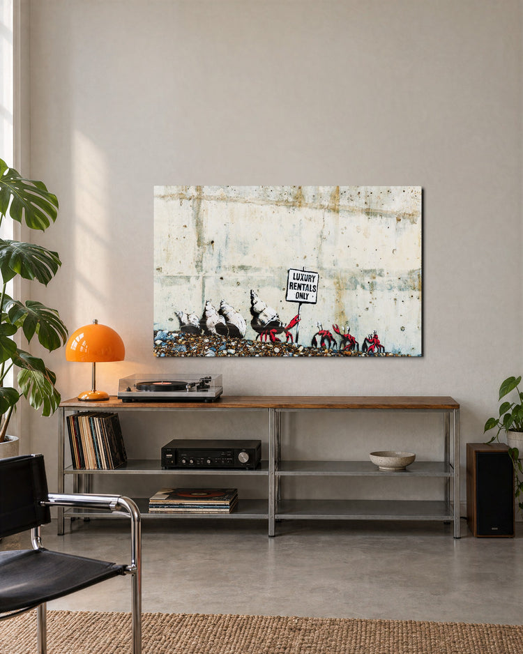 Shell Rentals by the Shore glass wall art, lifestyle view