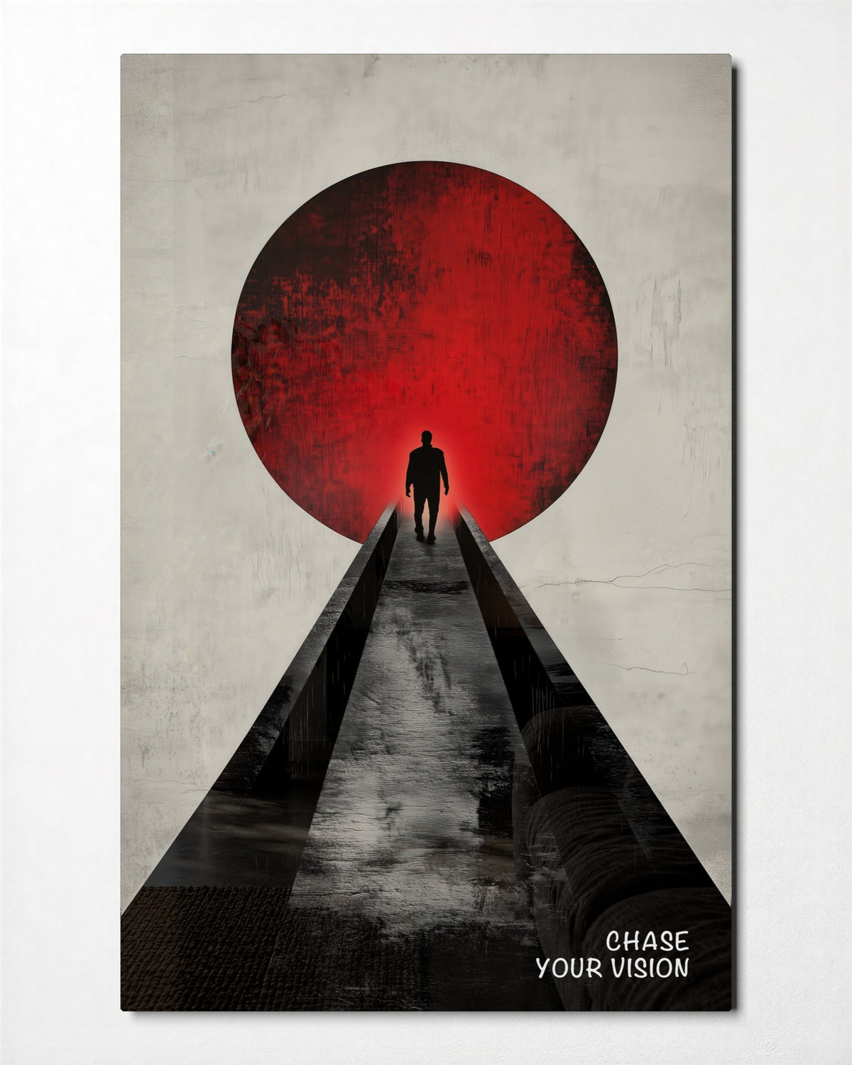 Walking Into the Red Sun glass wall art, front view