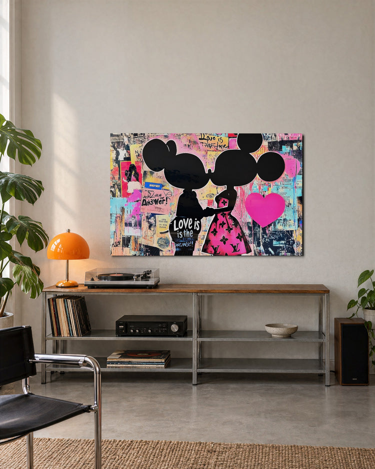 Love Is the Answer, Posted glass wall art, lifestyle view