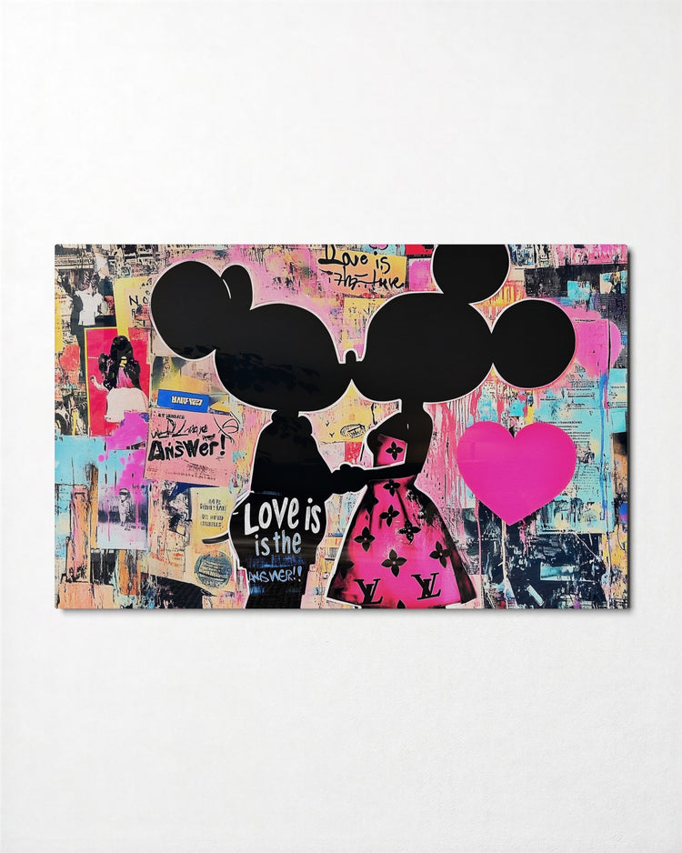 Love Is the Answer, Posted glass wall art, front view