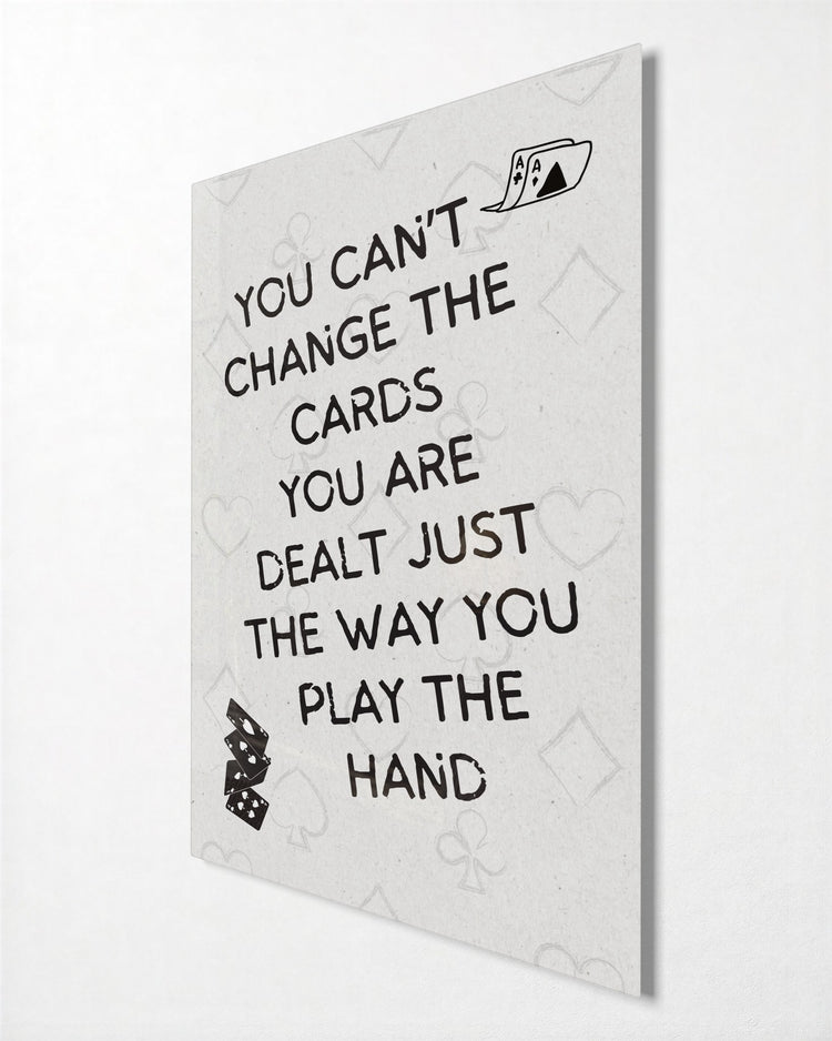 Play the Hand You're Dealt glass wall art, side view