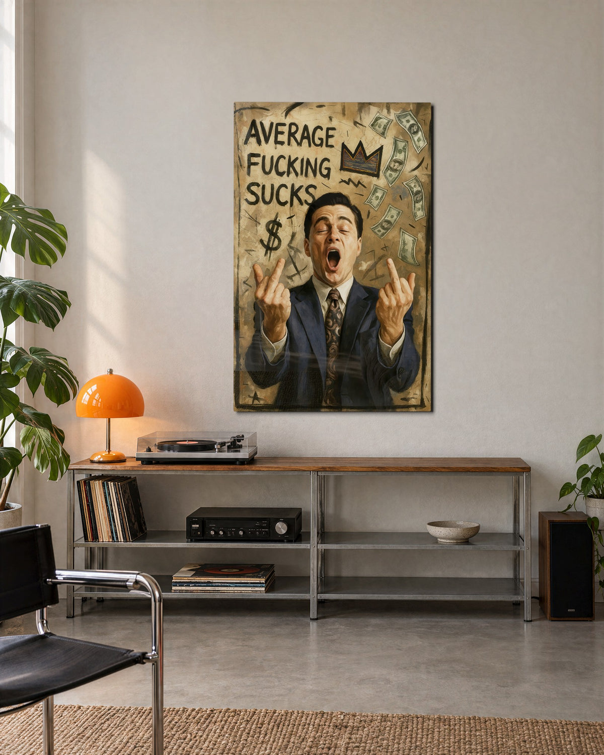 Loud About Average glass wall art, lifestyle view