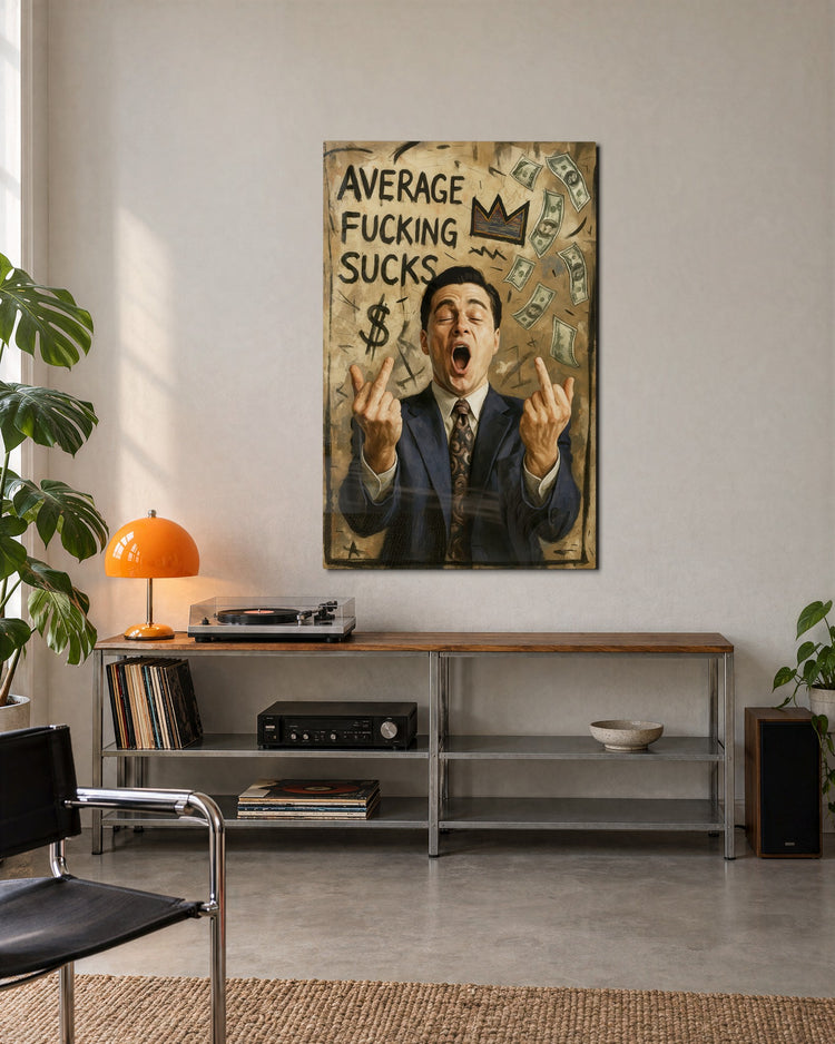 Loud About Average glass wall art, lifestyle view