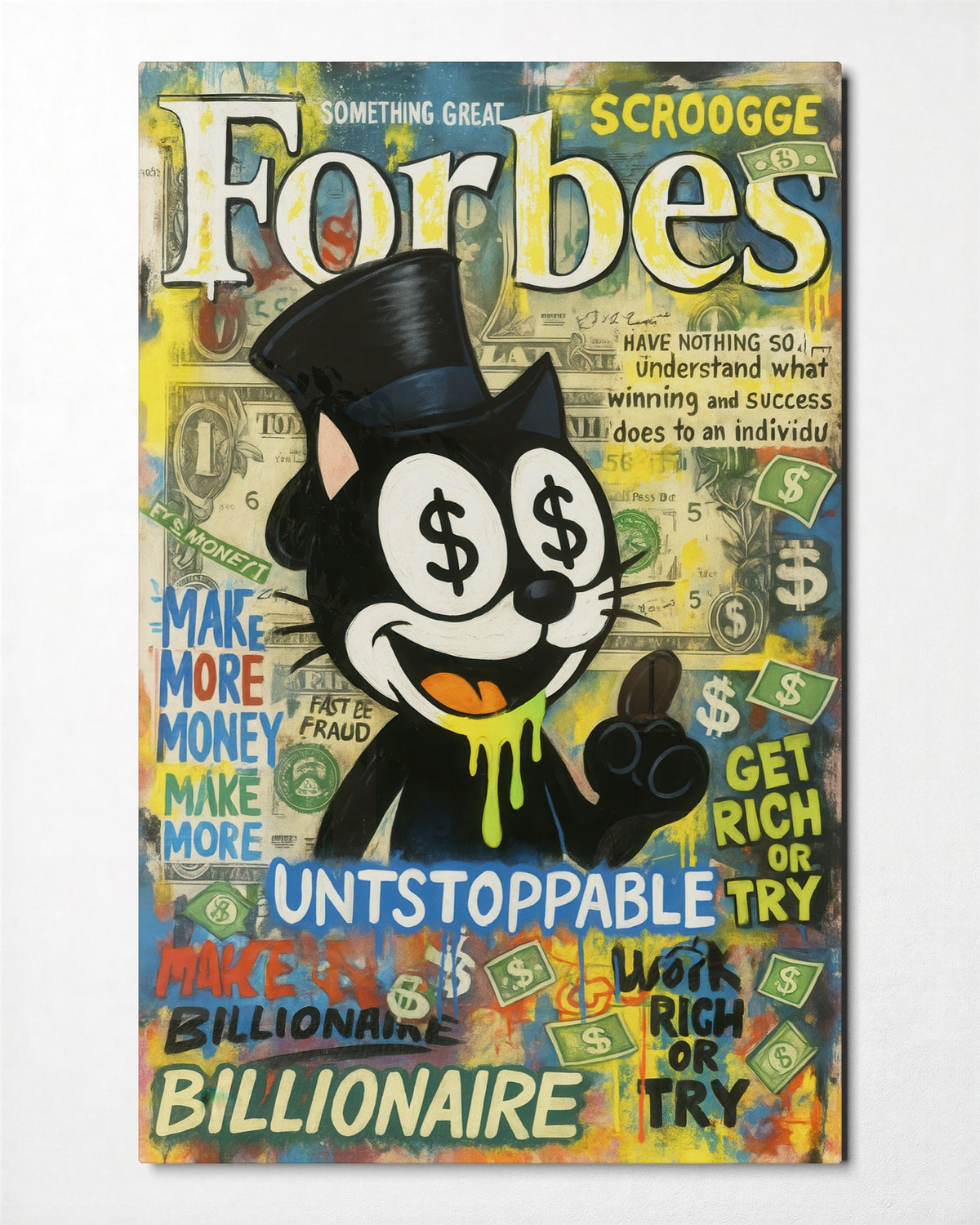 Billionaire Cat Cover glass wall art, front view