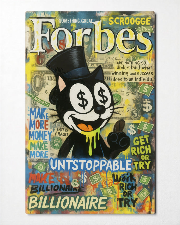 Billionaire Cat Cover glass wall art, front view