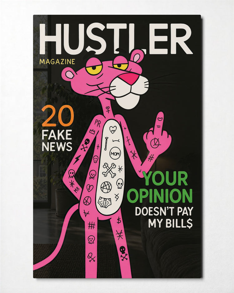 Pink Cat on a Mock Cover glass wall art, front view