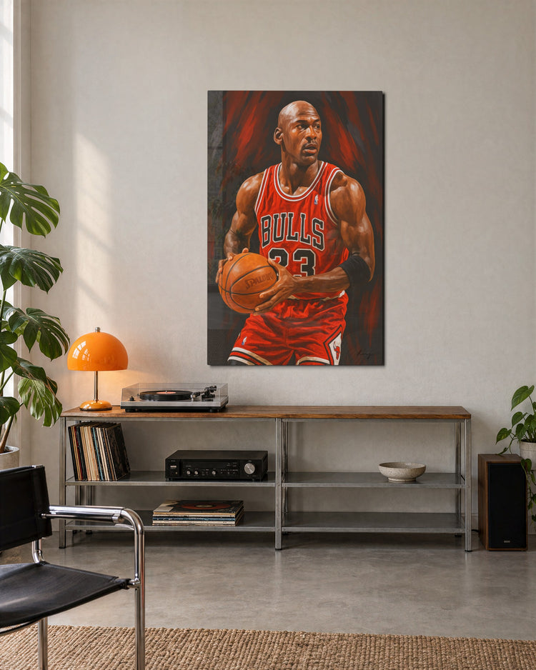 Number 23 in Red glass wall art, lifestyle view