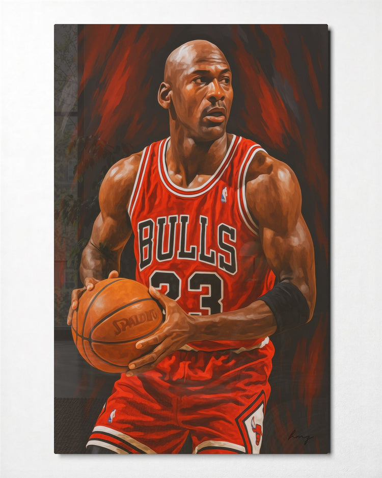 Number 23 in Red glass wall art, front view