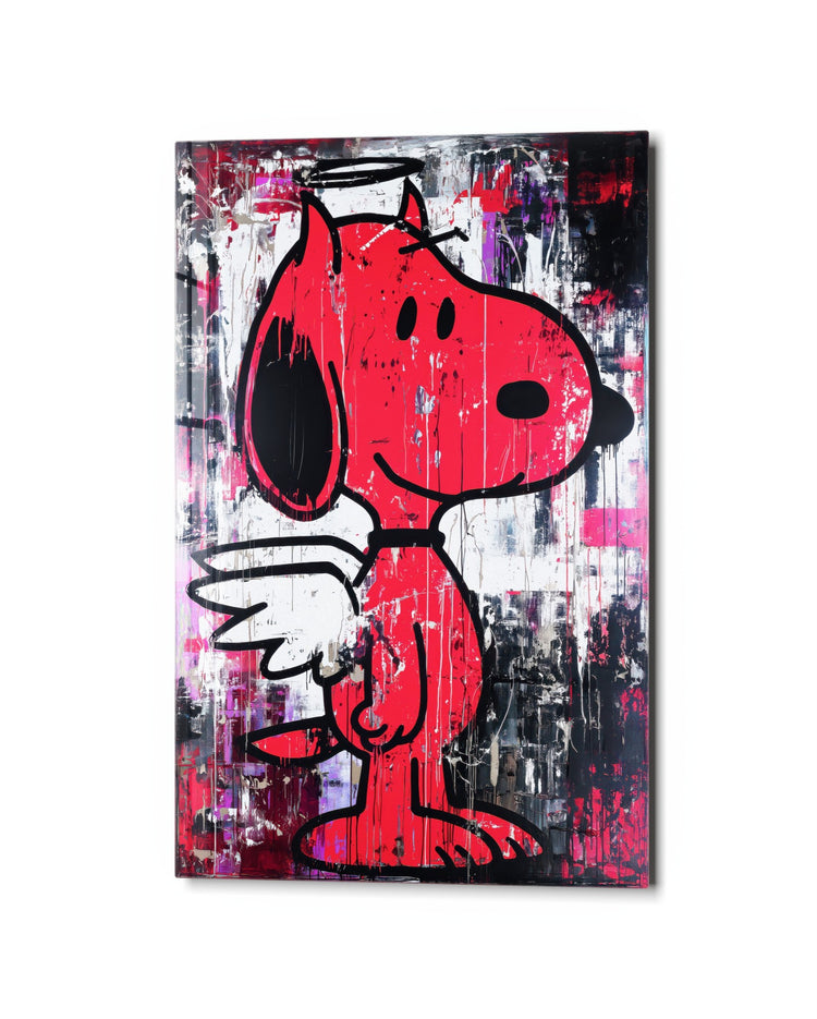 Angel Beagle glass wall art, studio view