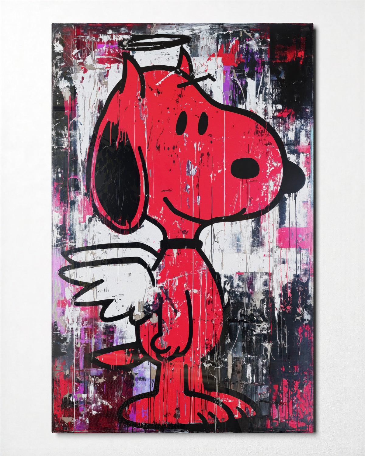 Angel Beagle glass wall art, front view