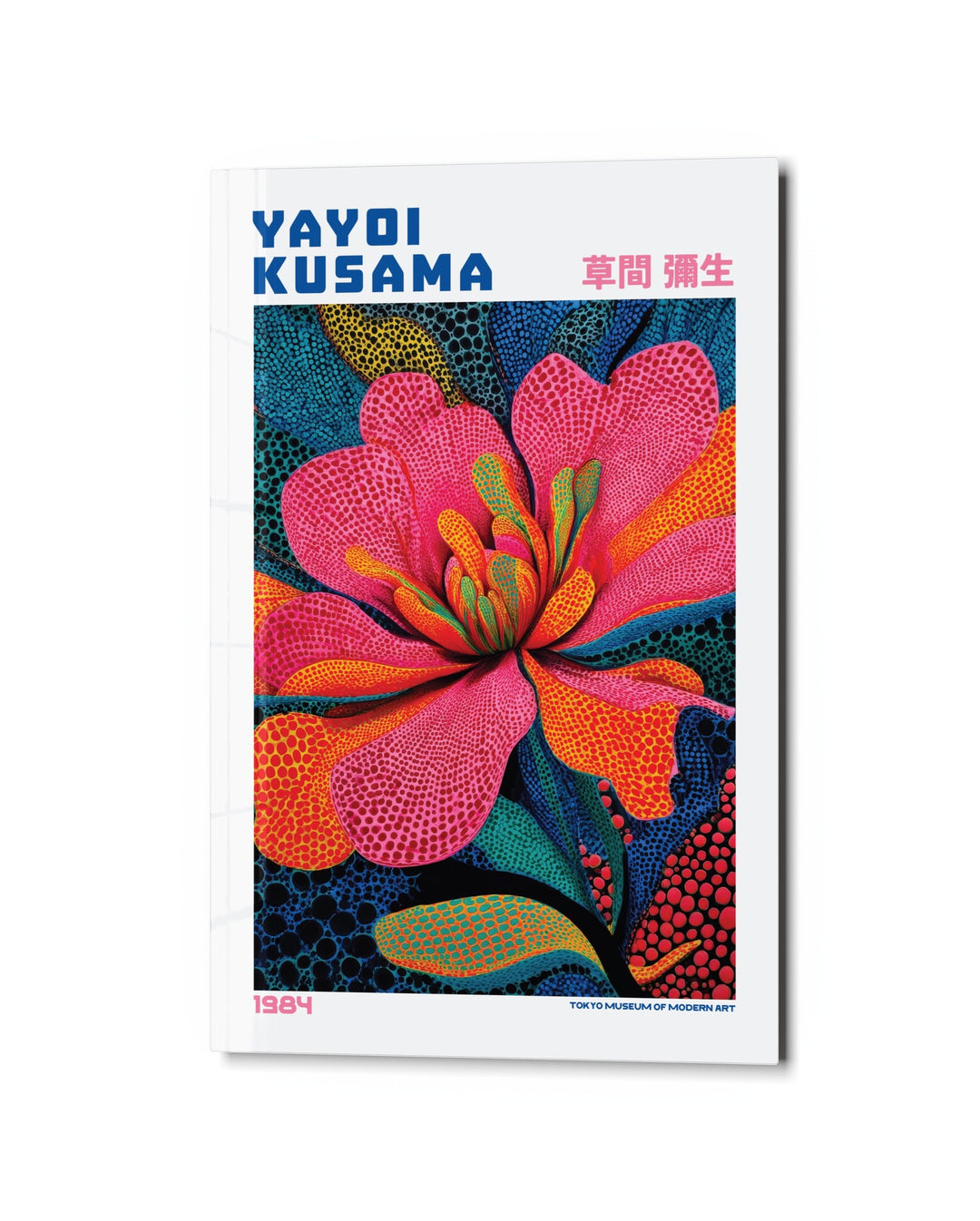 Dotted Blossom Poster glass wall art, studio view