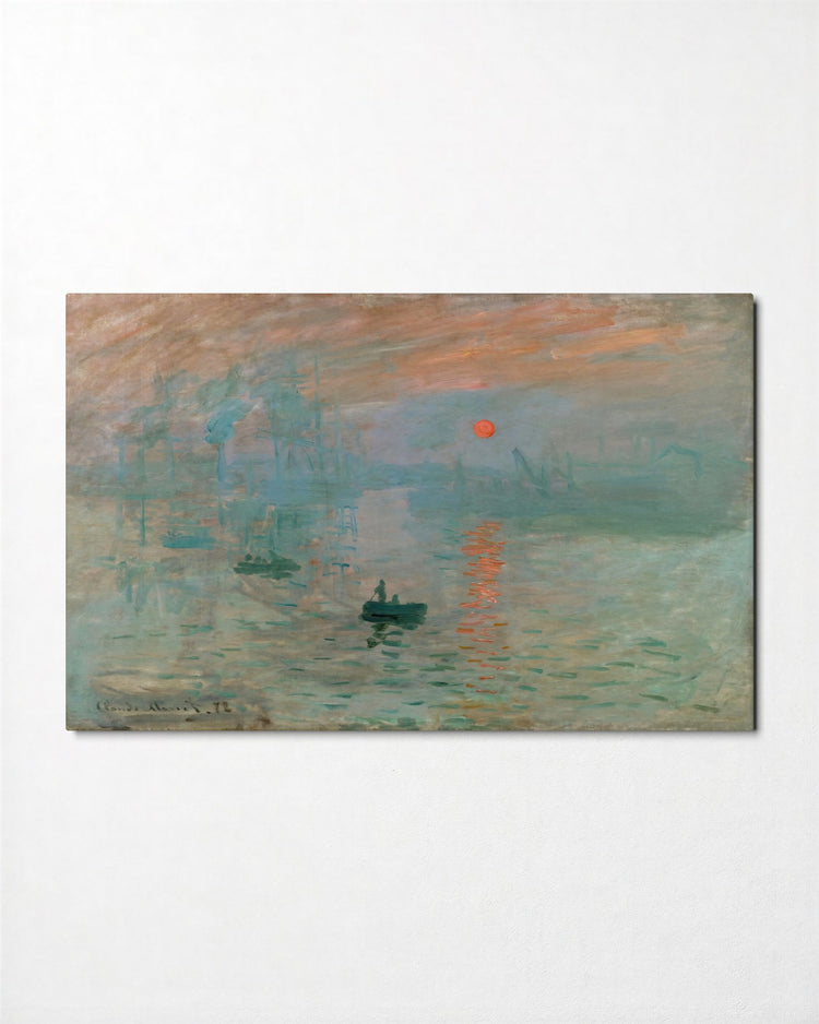 Harbor Sunrise in Haze glass wall art, front view