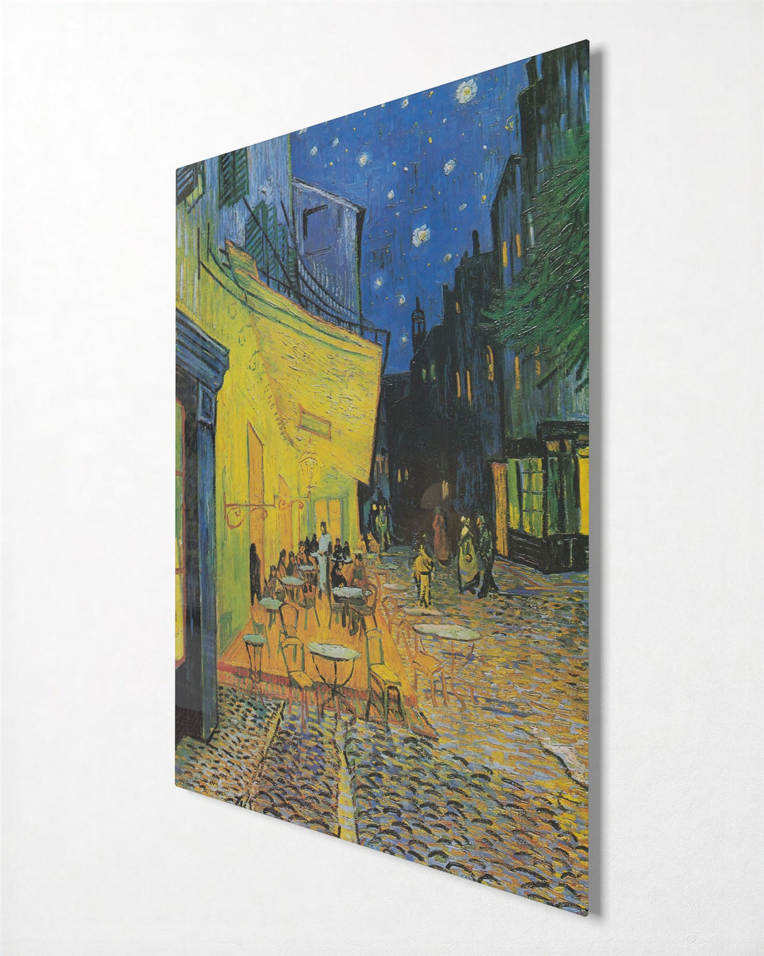 Café Terrace at Night glass wall art, side view