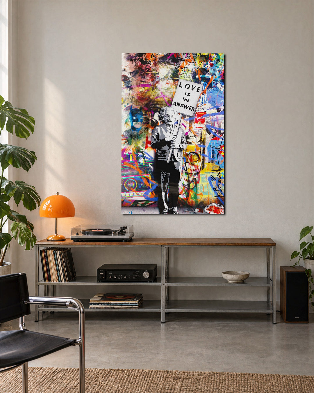 Professor With a Love Sign glass wall art, lifestyle view