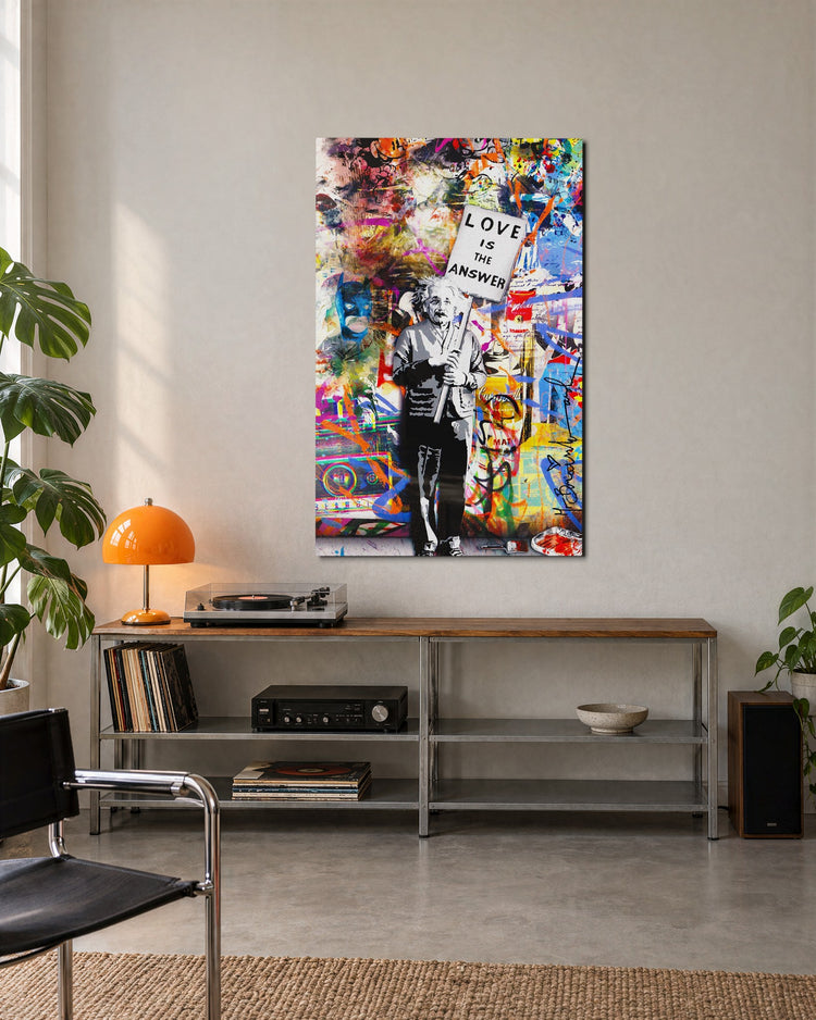 Professor With a Love Sign glass wall art, lifestyle view