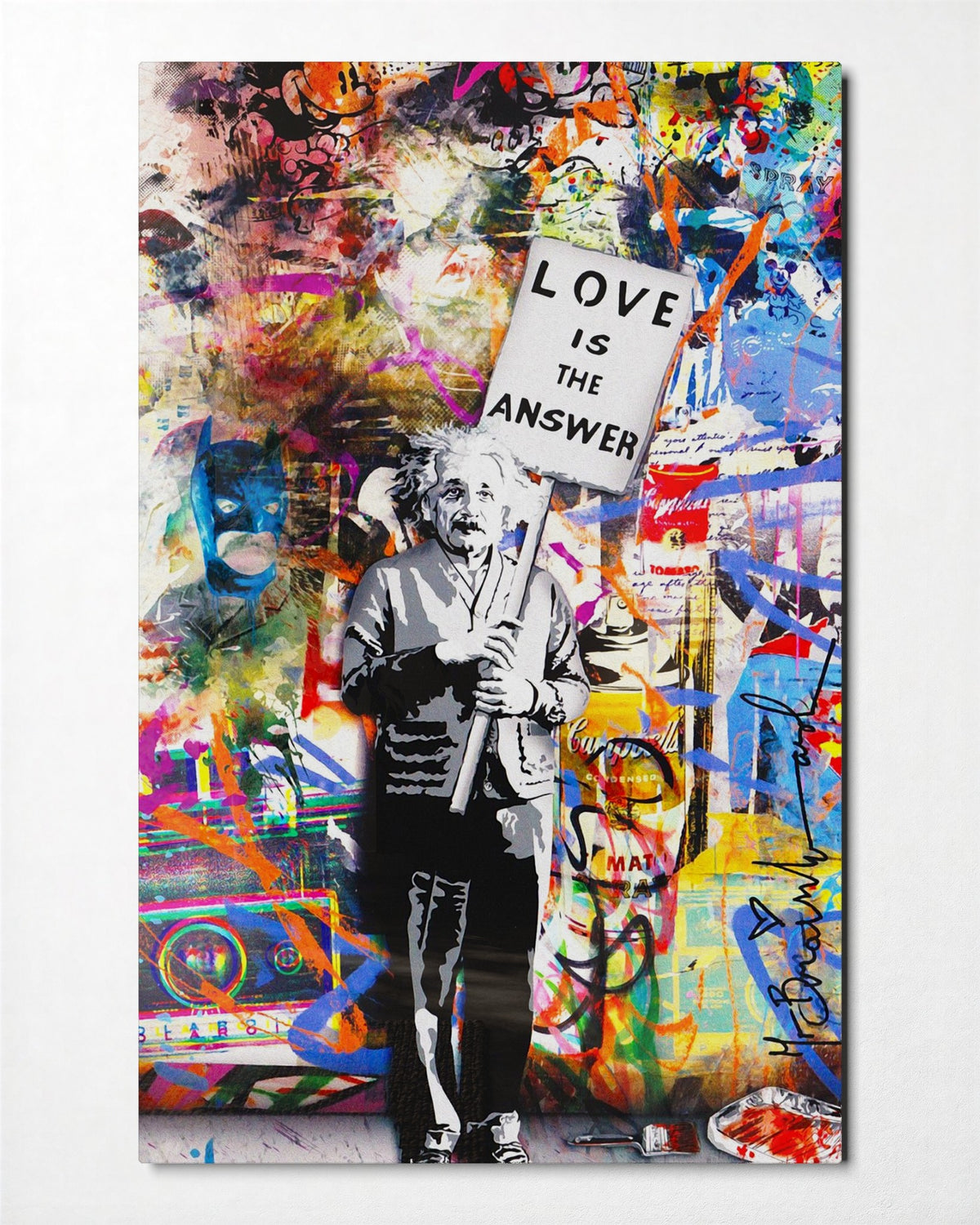 Professor With a Love Sign glass wall art, front view